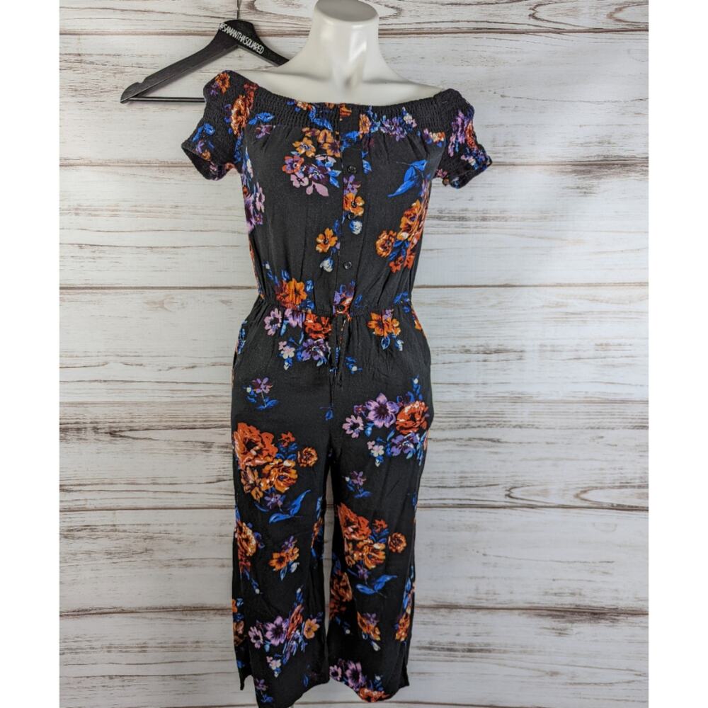 Xhilaration Floral off the Shoulder Jumpsuit Sz Medium